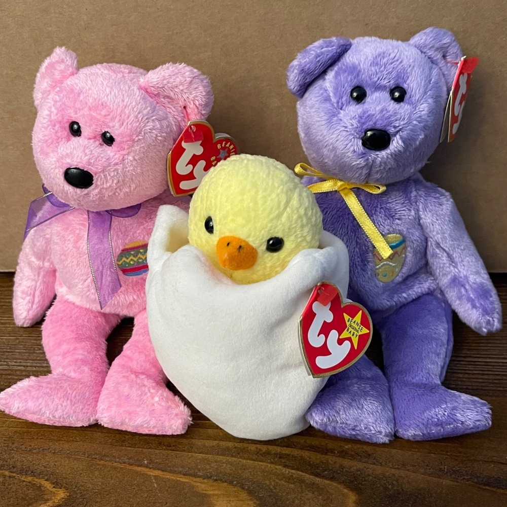 Ty Beanie Babies Easter Eggs Bear Lot of 3 - Eggs 2000 Eggs II 2001 Eggbert Mint